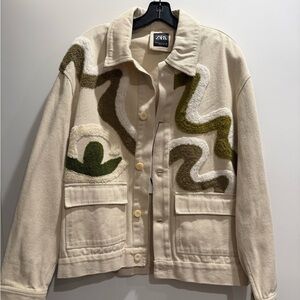 Zara Cream Jacket with Green Accents
